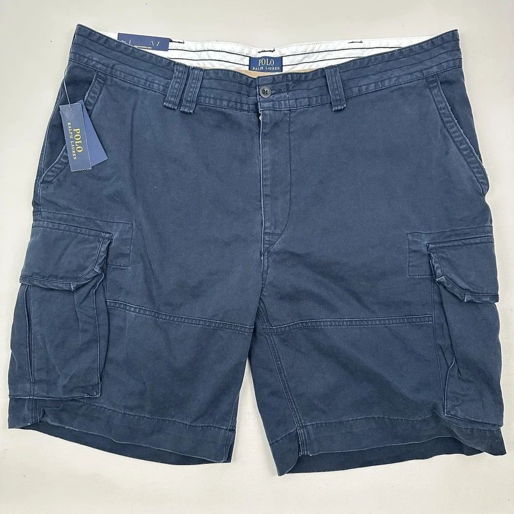 NEW Polo Ralph Lauren Gellar Cargo Shorts Men 44 B Navy Blue Military Twill Army